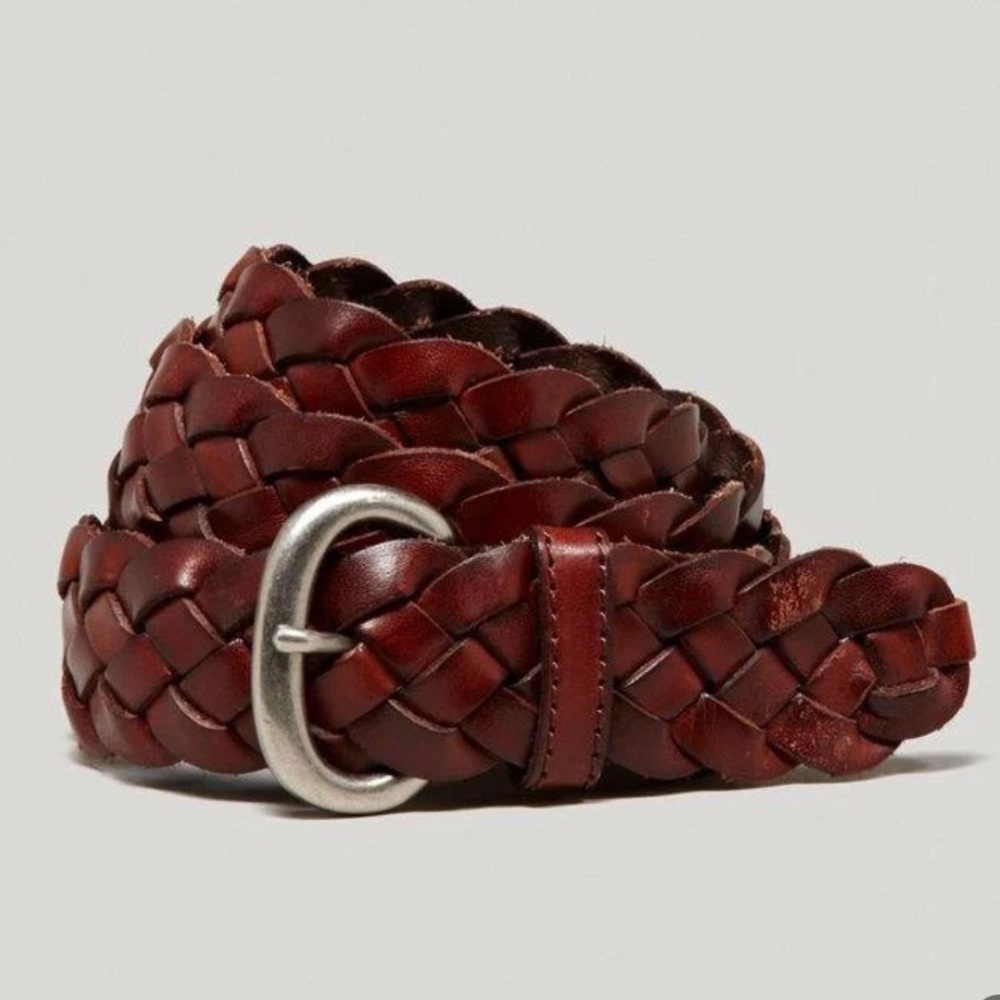 American Eagle AEO Brown Braided Woven Silver Buckle Belt Men’s 45 Inches